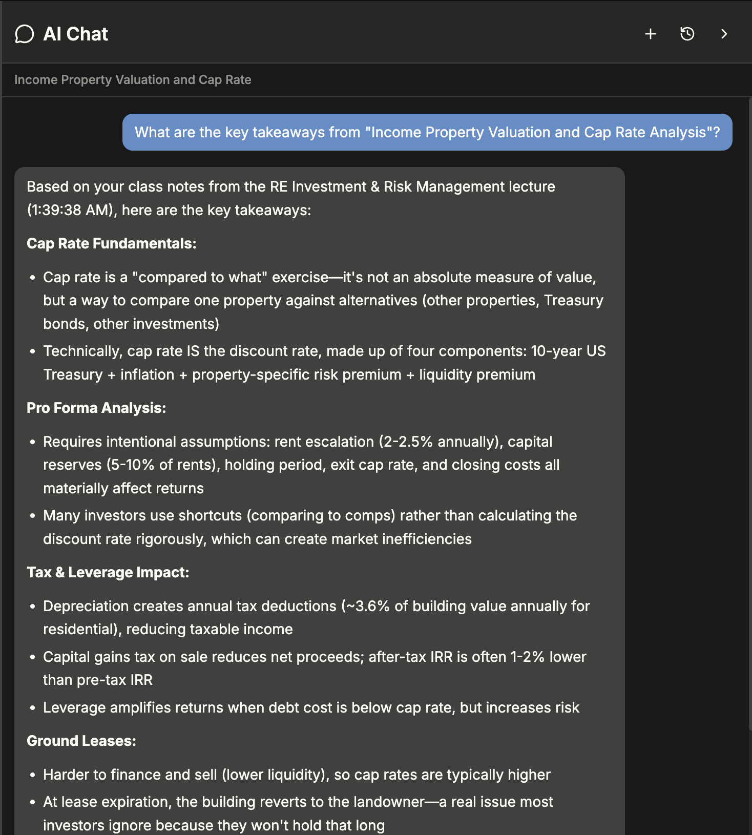 Lobe AI chat referencing specific lecture content